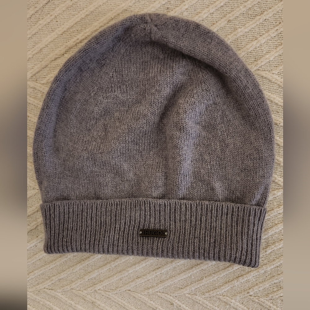 Hugo Boss Gray Knit Beanie